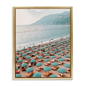 Stupell Industries Beach Umbrellas Coastal Vacation Floating Frame Canvas Art - 1 of 4