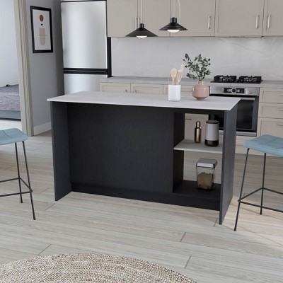 NicBex Kitchen Island Cart Morden Kitchen Carts with Storage, 2 Cabinet Door, 2 Storage Shelves for Kitchen, White