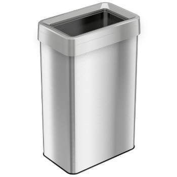 Itouchless 21 Gallon Commercial Grade Stainless Steel Dual-Deodorizer Open Top Rectangular Trash Can, Silver