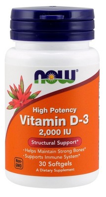 Vitamin D-3 2,000 IU by Now Foods  -  30 Softgel