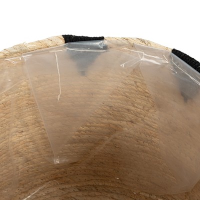 Round Handwoven Corn Leaf Basket Set with Black Accents