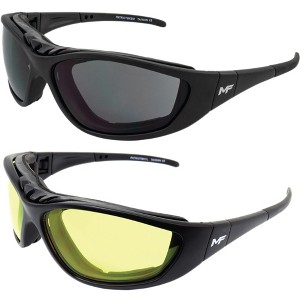 2 Pairs of MotoFrames Patriot Safety Motorcycle Glasses with Smoke, Yellow Lenses - 1 of 4