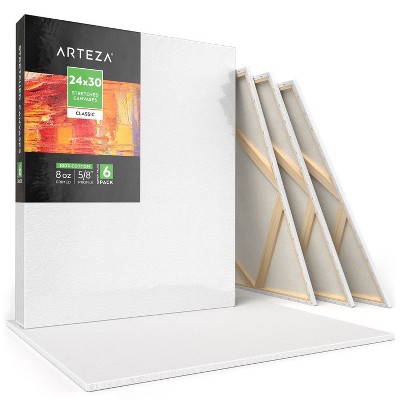 Photo 1 of Arteza Stretched Canvas, Classic, White, 24"x30", Large Blank Canvas Boards for Painting - 6 Pack