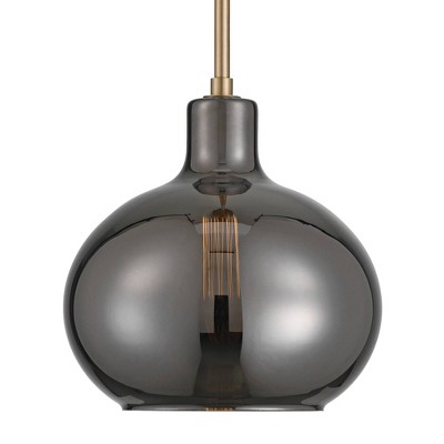 Adjustable Brass and Smoky Glass Globe Mini Pendant Light