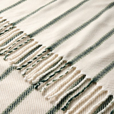 Stripe Woven Throw Blanket Cream/Green - Hearth &#38; Hand&#8482; with Magnolia_1