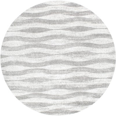 Nuloom Tristan Geometric 8 Round Area Rug for Living Room Bedroom Dining Room Kitchen, Grey/Off White