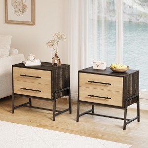 Bedside Tables Nightstand w/2 Drawers & Open Shelf, Modern Side Table w/Metal Legs, Compact Storage Cabinet for Small Space Apartment - 1 of 4