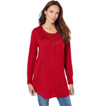 Women's Star Pattern V-neck Drop Sleeve Sweater - Cupshe-m-red : Target