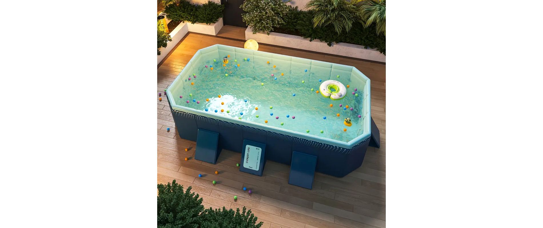 Racxily 3m Foldable PVC Pool for Adults & Kids, Portable Outdoor Swimming Pool for Summer Backyard, Patio, Garden