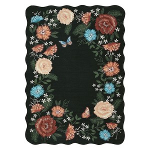 Washable Modern Floral Print Summer Spring Area Rugs, Soft Non Slip Botanical Floor Carpet for Home Office - 1 of 4