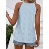 Clearlove Women's Summer Tops Casual Crewneck Sleeveless Shirts Lightweight Crochet Knit Texture Tank Top,Light Blue,XXL - 3 of 4