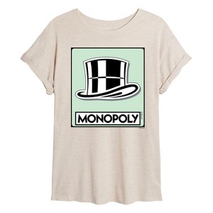 Women's - Monopoly - Hat Token Oversized Graphic T-Shirt - 1 of 4