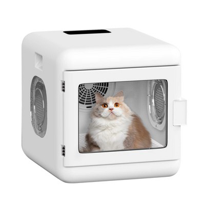 JUJABU White Pet Hair Dryer Box, Ultra Quiet Blow Dryer 6L Capacity for Cats