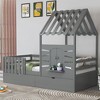 Whisen Twin Size House Bed With 2 Storage Drawers, Guardrails, Roof & Window for Girls & Boys - 2 of 4