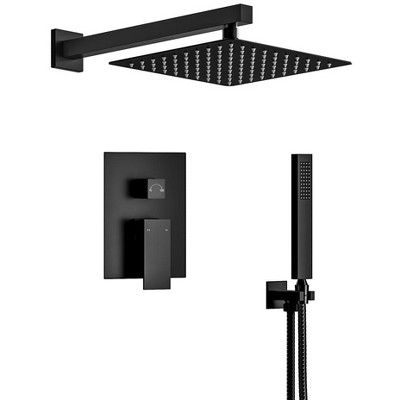YAWWALK Single-Handle Rain 2-Spray Square 10 in Shower Faucet(Valve Included)