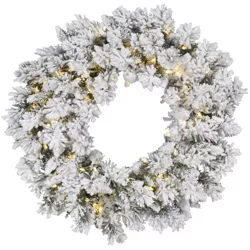 Vickerman 48" Flocked Snow Ridge Artificial Christmas Wreath, 100 Single Mold Warm White LED Italian Lights.