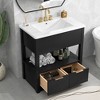 Whisen 30" Bathroom Vanity with Sink Top, Bathroom Cabinet with Open Storage Shelf and Drawers - 2 of 4