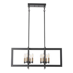 Modern Rectangular Chandelier 8-Light Black and Gold Island Lighting Fixture for Dining Room - 1 of 4