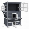 Gsluuk PawHut 3-Story Cat House Feral Cat Shelter, Outdoor Kitten Condo with Raised Floor, Asphalt Roof, Escape Doors, Jumping Platforms, Dark Gray - 4 of 4
