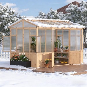 Garvee 8x12 FT Wooden Greenhouse ,Heavy Duty Green House Kit with
