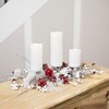 Northlight Berries and Snowflakes Christmas Pillar Candle Holder - 24" - Red and White - 2 of 4