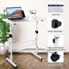 Standing Desk Height Adjustable 78-109cm with 4 Castors | Mobile Computer Desk & Overbed Table (65×48cm) | Ideal for Office,Living Room,Bedroom-White - 4 of 4
