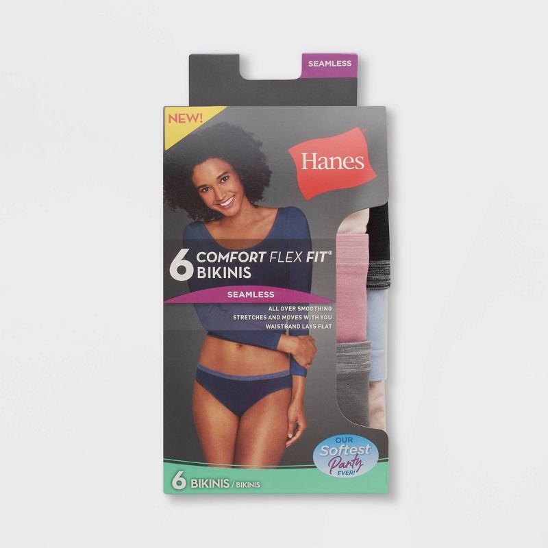 Hanes Women's 6pk Comfort Flex Fit Seamless Bikini Underwear - Colors May Vary, 2 of 5
