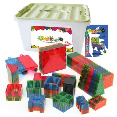 Multi-Color Magnetic Building Block Set with Car Bases
