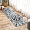 Washable Boho Area Rugs for Living Room Bedroom Vintage Persian Medallion Rug Non Slip Low Pile Carpet, 2'x6' Light Blue - 3 of 4