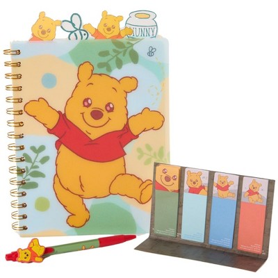 Disney Winnie the Pooh Tab Journal Spiral Notebook, Ballpoint Pen, Sticky Tabs, 96 Lined Pages