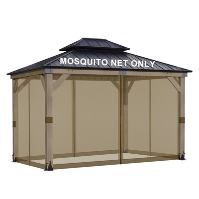 Aoodor Gazebo Replacement Netting Screen, Universal Gazebo 4-Panel Mosquito Net Sidewalls with Double Zippers for Outdoor Patio