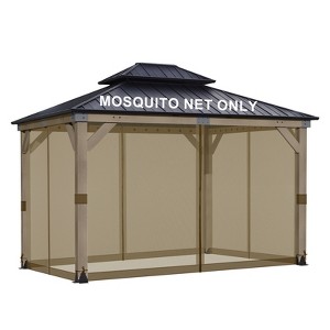 Aoodor Universal 10 x 13 ft. Gazebo Replacement Mosquito Netting Screen 4-Panel Sidewalls with Double Zipper (Only Netting) - 1 of 4