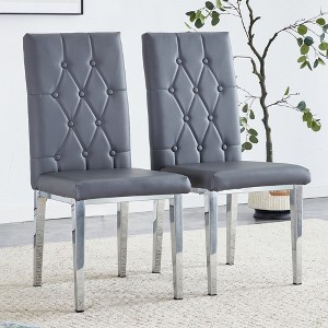 GlasFlength Indoor Dining Chairs Modern Dining Place with Comfortable Support for Dining Room or Kitchen, Gray,16.8”*16”*38.2" - 1 of 4