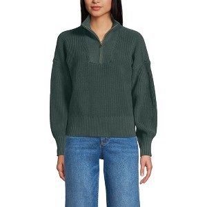 Lands' End Women's Drifter Shaker Wedge Quarter Zip Sweater - 1 of 3