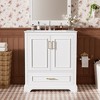 Vynxaria 30-Inch Bathroom Vanity - Ceramic Sink, 1 Divider Drawer, White - 4 of 4