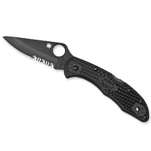 Spyderco Delica 4 Lightweight Folding Knife with 2.90" Saber-Ground Black CombinationEdge Blade | Superior Cutting Performance with FRN Handle, Black - 1 of 4