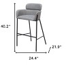HomeRoots 30" Slate Gray And Black Fabric And Steel Bar Height Bar Chair - 3 of 4
