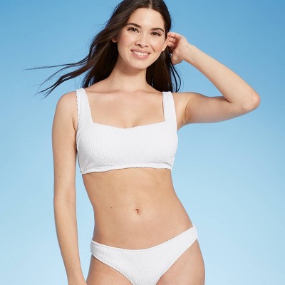 Women's Pucker Textured Square Neck Underwire Bralette Bikini Top - Shade & Shore™ White 32B