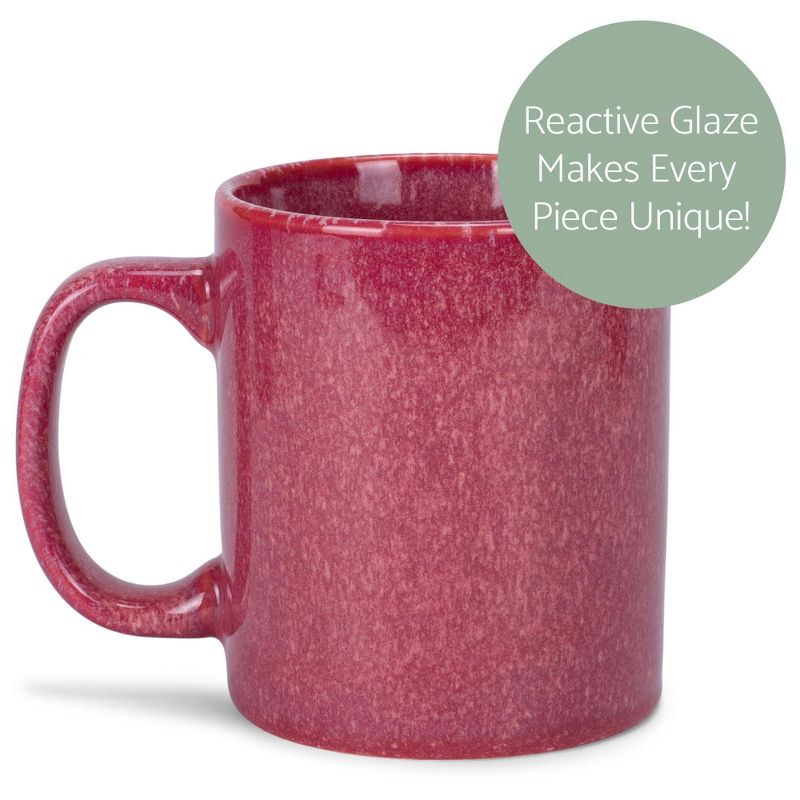 Elanze Designs Reactive 17 ounce Ceramic Straight Body Mugs Set of 4, Maraschino Red, 2 of 6
