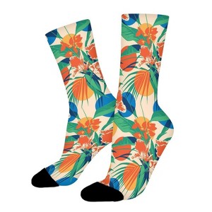 Summer Hawaiian Women Printed Crew Socks Funny Funky Socks Soft Polyester Novelty Gifts for Artists Men - 1 of 1
