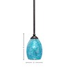 Toltec Lighting Zilo 1 - Light Pendant in  Dark Granite with 5" Turquoise Fusion Shade - 2 of 2
