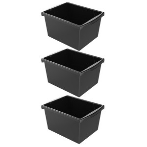 Storex Small Classroom Storage Bin, Black, Pack of 3 - 1 of 1