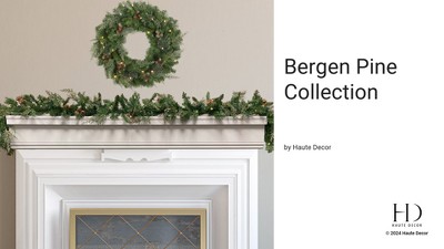24 Inch Pre-Lit Pine Christmas Wreath with Pinecones and LED Lights