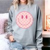 Simply Sage Market Women's  Garment Dyed Graphic Sweatshirt Pink Checker Smiley Face - 2 of 4