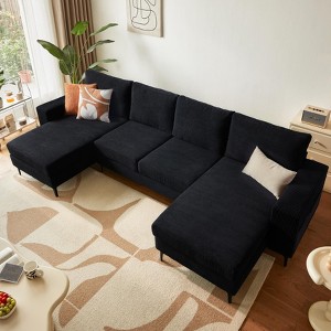 XIZZI Upholstered Sectional Sofa with Comfy Chaise Large Deep Seat, Minimalist Modular Couches Sleeper for Living Room Bedroom Apartment Lounge - 1 of 4