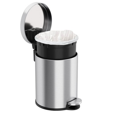 Stainless Steel 1.3 Gallon Round Step Trash Can with Odor Filter