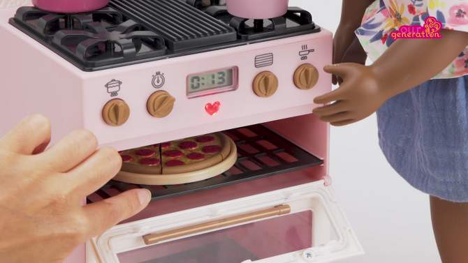 Our Generation Make &#38; Bake Stove with Oven &#38; Cooking Sounds Accessory Set for 18&#34; Dolls, 2 of 8, play video
