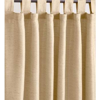 Plow & Hearth Grasscloth Outdoor Curtain Panel with Tab Top, 110"W x 84"L Linen