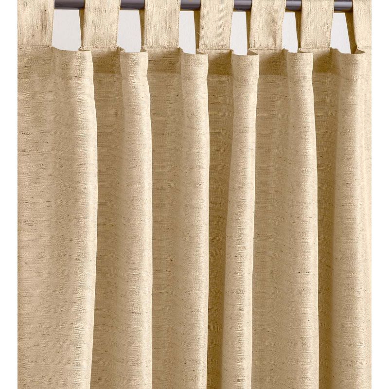 Plow & Hearth Grasscloth Outdoor Curtain Panel with Tab Top, 54"W x 84"L Linen, 1 of 3