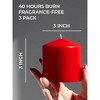 3x3 inch Red Pillar Candles Set of 3 - Elegant Decorative Candles for Home - Unscented Red Candles for Relaxing Atmosphere - 2 of 4